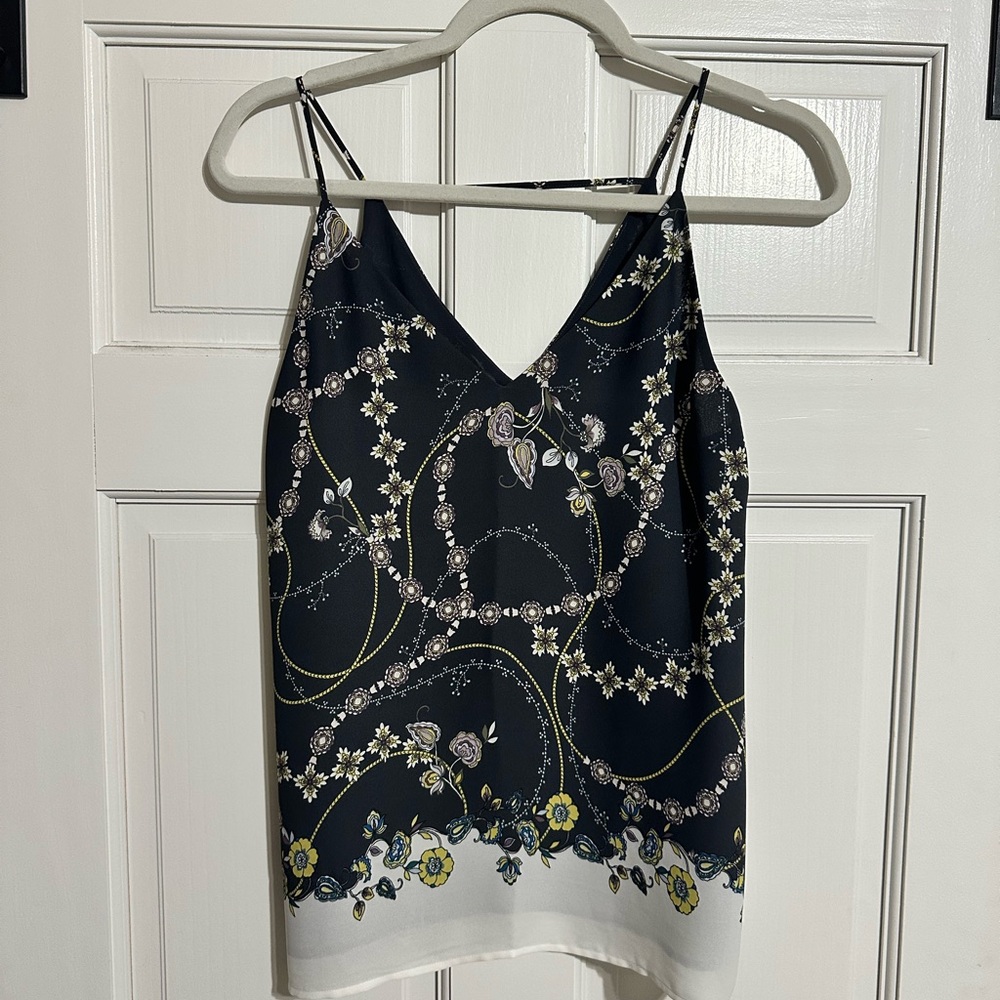 LOFT Navy and White Paisley Camisole Top